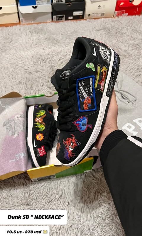 Nike SB Dunk Low "Neckface" Black Multi-Color Parches Macabros