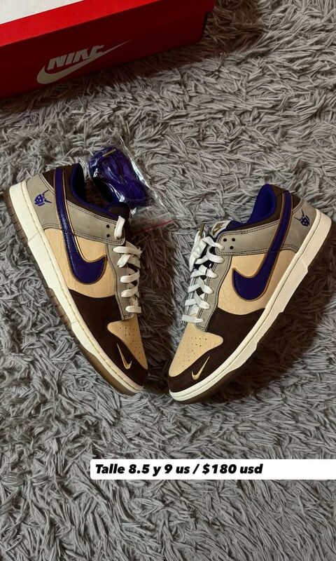Nike Dunk Low Khaki / Court Purple Swoosh Navy Accents