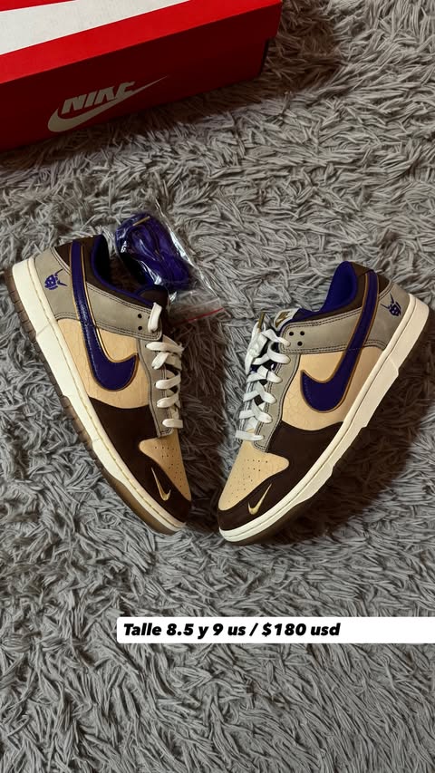 Nike Dunk Low Khaki / Court Purple Swoosh Navy Accents