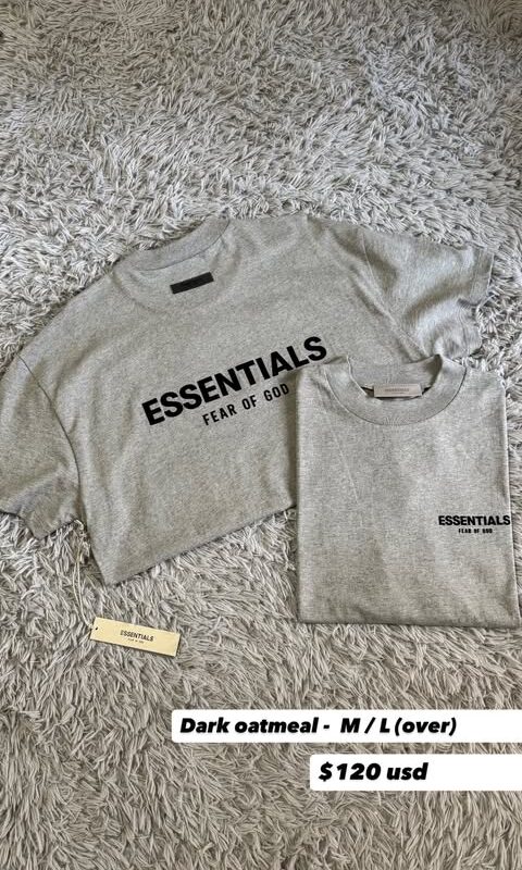 Essentials Fear of God tee dark oatmeal / white