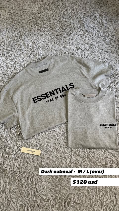 Essentials Fear of God tee dark oatmeal / white